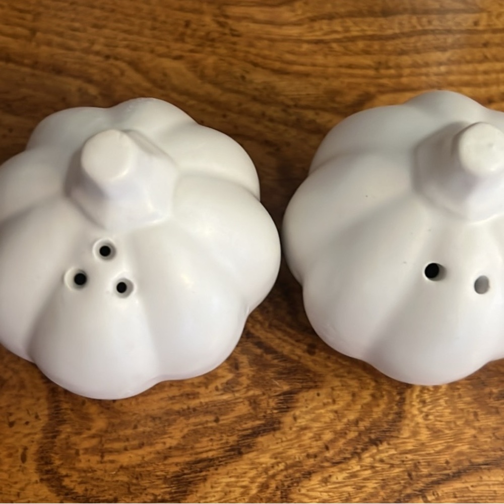 White Pumpkin Salt and Pepper Shakers